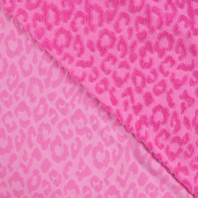 Jaquard Struktur Frottee - pink Leopard